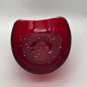 Yalos Casa Murano Hand Blown Large Centerpiece Bowl Solid With Millefiori Swirl